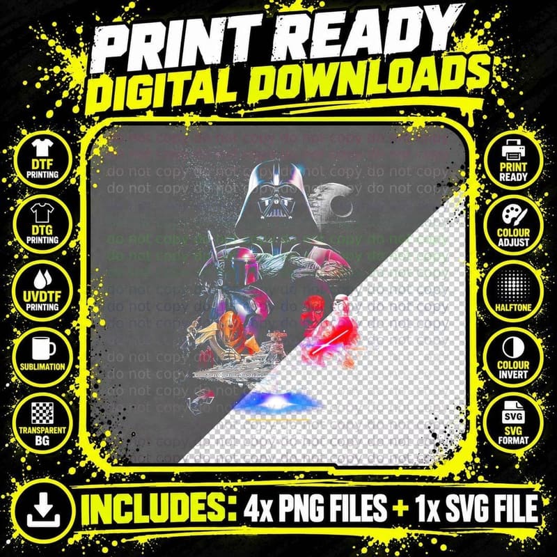 Darth Vader T-Shirt, Dark Side Print, Sith Lord Tee Png SVG Digital Bundle