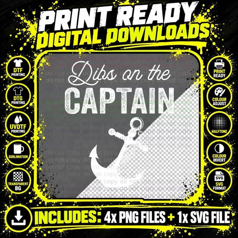 Dibs on the Captain T-Shirt Png SVG Digital Bundle
