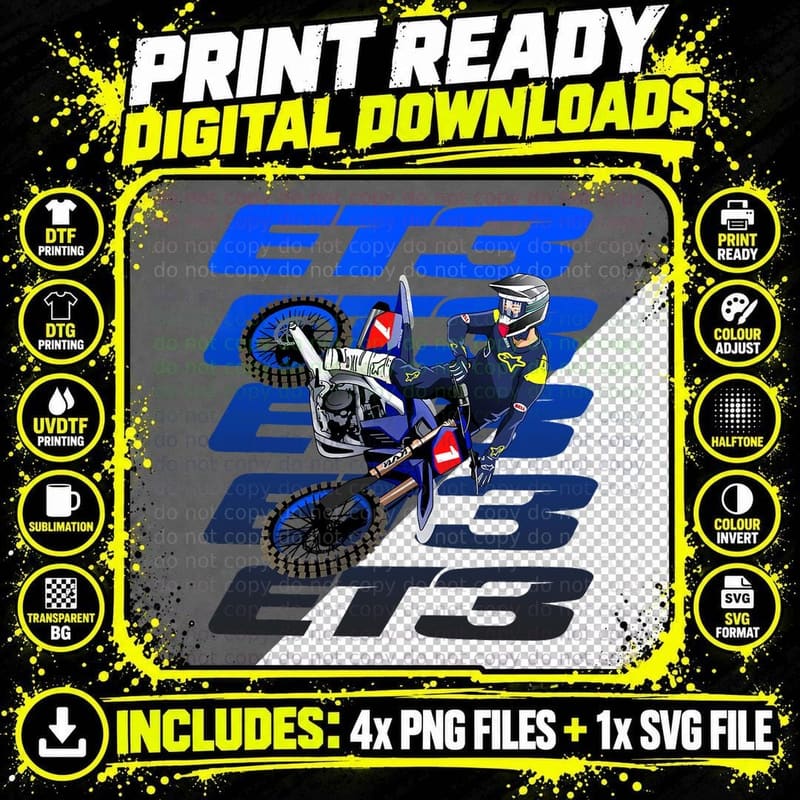 ET3 Eli Motocross Tomac Supercross T-Shirt Png SVG Digital Bundle