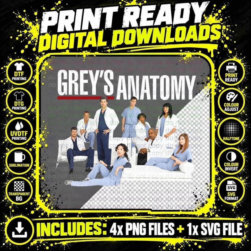 Grey's Anatomy Group with Logo T-Shirt Png SVG Digital Bundle