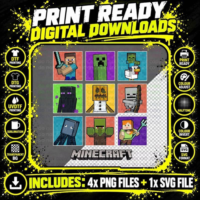 Group Shot Colored Box up T-Shirt Png SVG Digital Bundle
