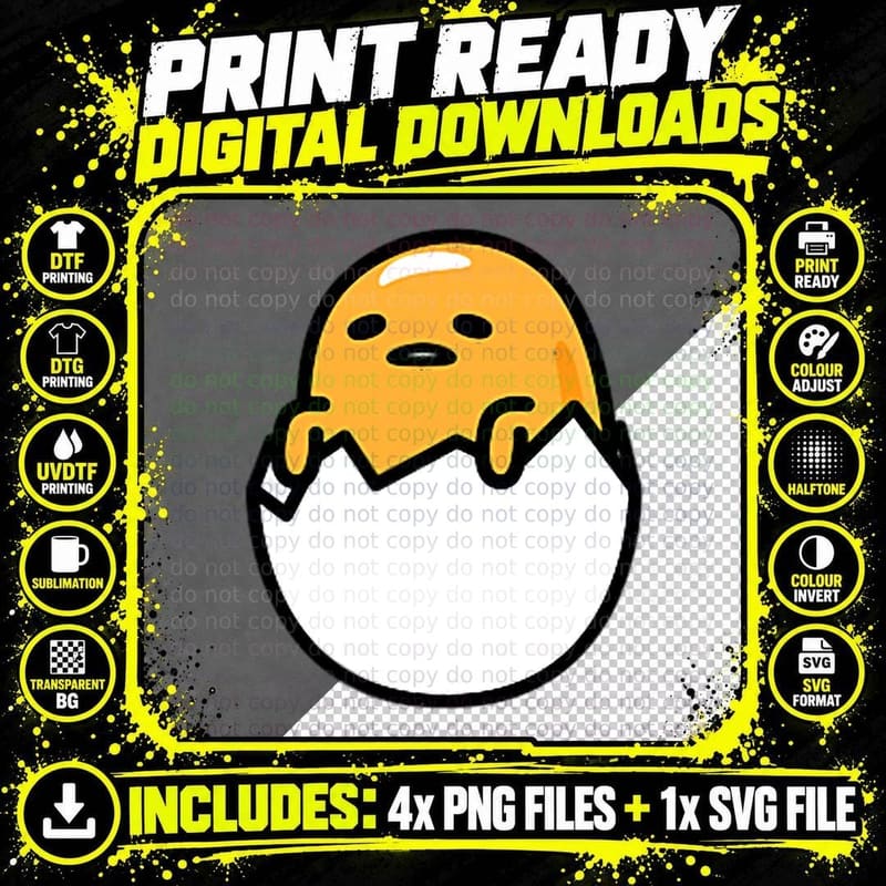 Gudetama Front and Back Logo Tee Shirt Png SVG Digital Bundle