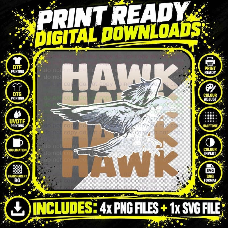 HAWK Design for a Hawk Fan T-Shirt Png SVG Digital Bundle