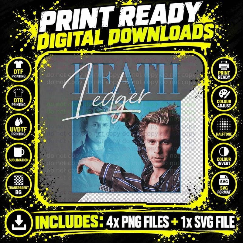 Heath Ledger Tribute T-Shirt, Homage Appreciation Png SVG Digital Bundle