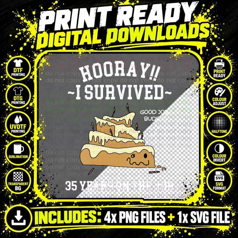 I Survived 35 Years on the Job 35 Years of Service Png SVG Digital Bundle