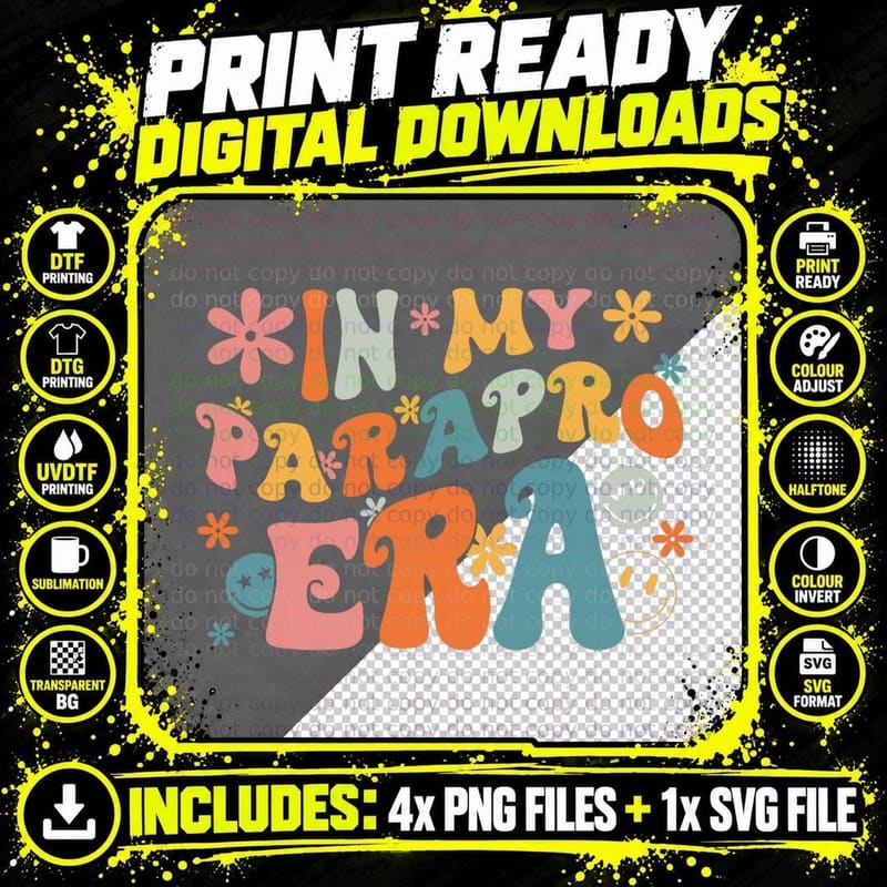In My Parapro Era Paraprofessional Paraeducator First Png SVG Digital Bundle