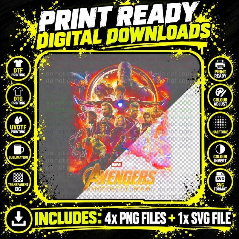 Infinity War T-Shirt, Superhero Fan Tee Png SVG Digital Bundle