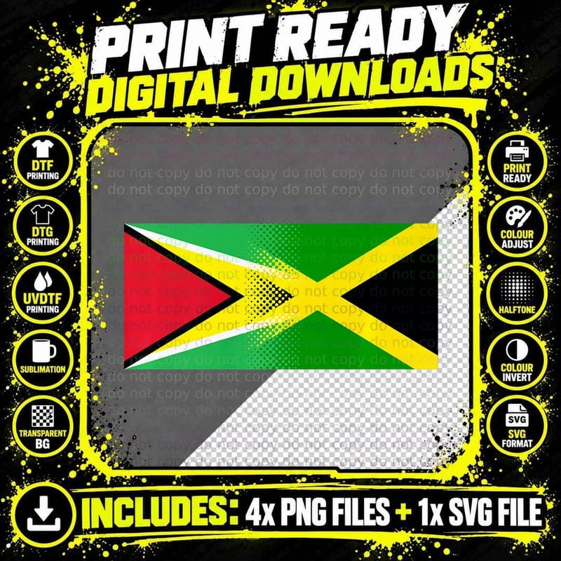 Jamaican Guyanese Flag Jamaica Guyana, Funny T-Shirt Png SVG Digital Bundle