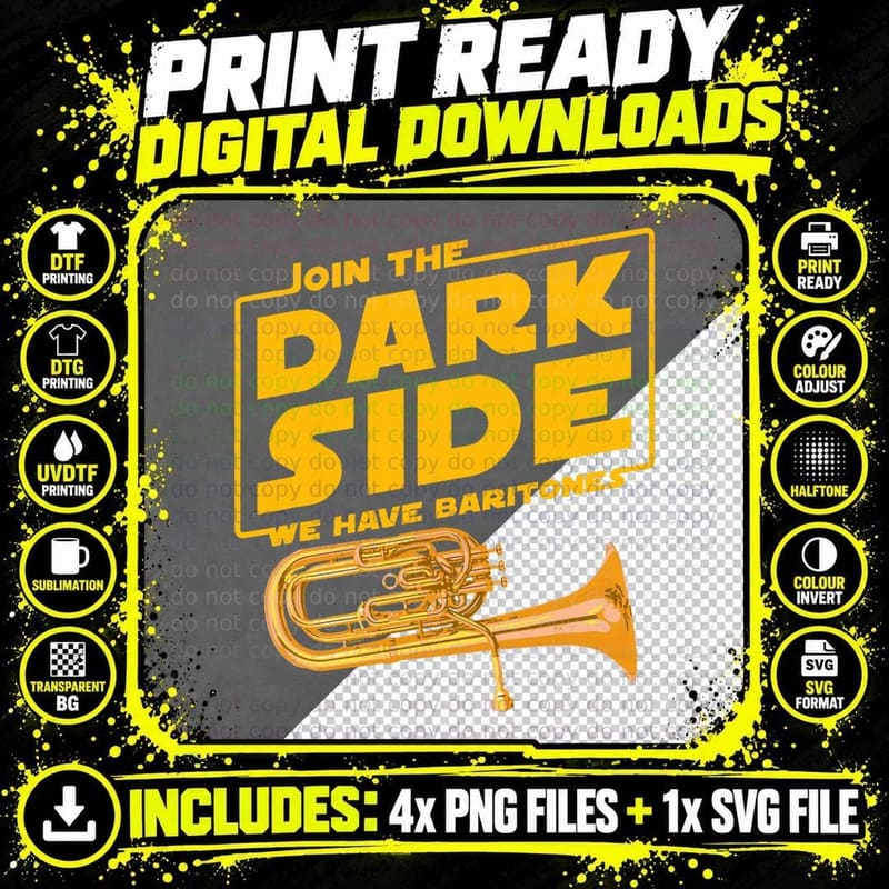 Join the Dark Side Baritone Player T-Shirt Png SVG Digital Bundle