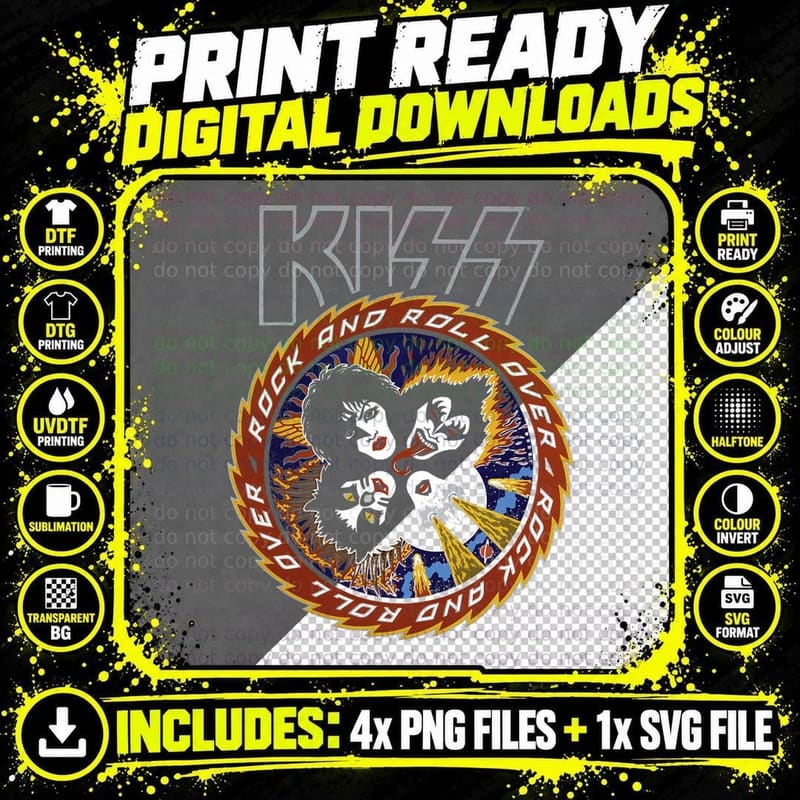 KISS - Roll Over T-Shirt Png SVG Digital Bundle
