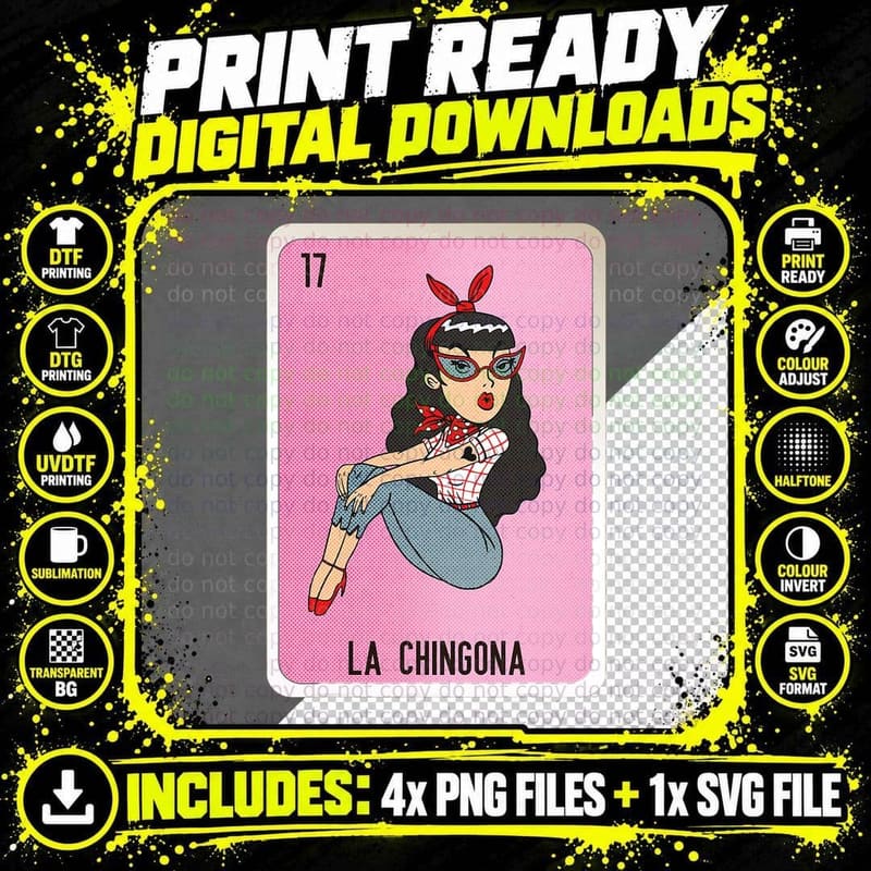 La Chingona Mexican Slang Chicano Bingo Cards T-Shirt Png SVG Digital Bundle