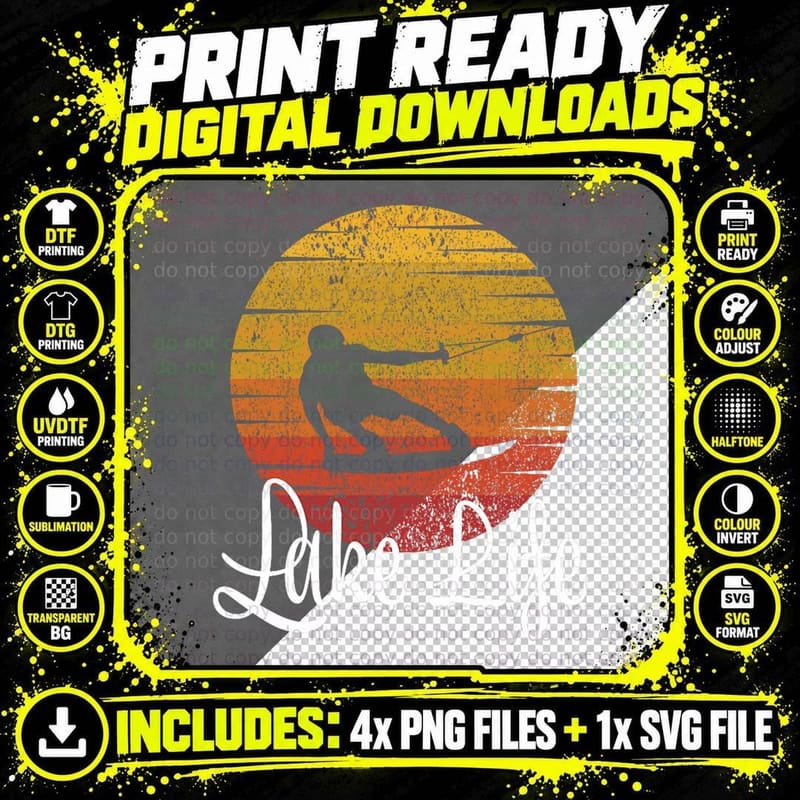 Lake Life Wakeboard Gift Wakeboarding Wakeboarder T-Shirt Png SVG Digital Bundle