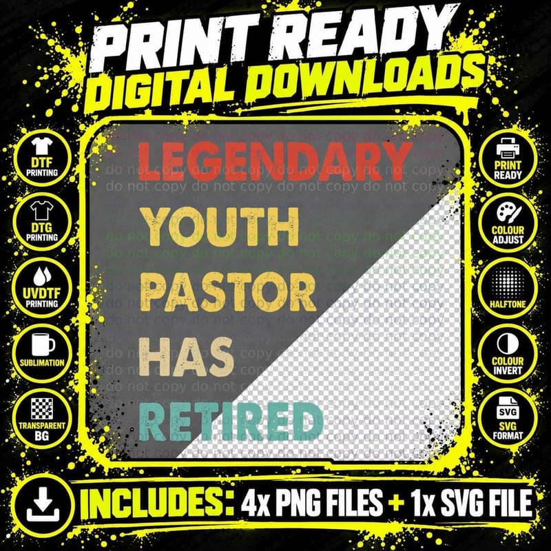 Legendary Youth Pastor Has Retired, Mens T-Shirt Png SVG Digital Bundle
