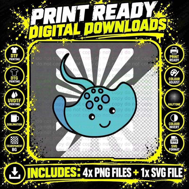 Little Stingray I Stingray Art I Kids Stingray T-Shirt Png SVG Digital Bundle