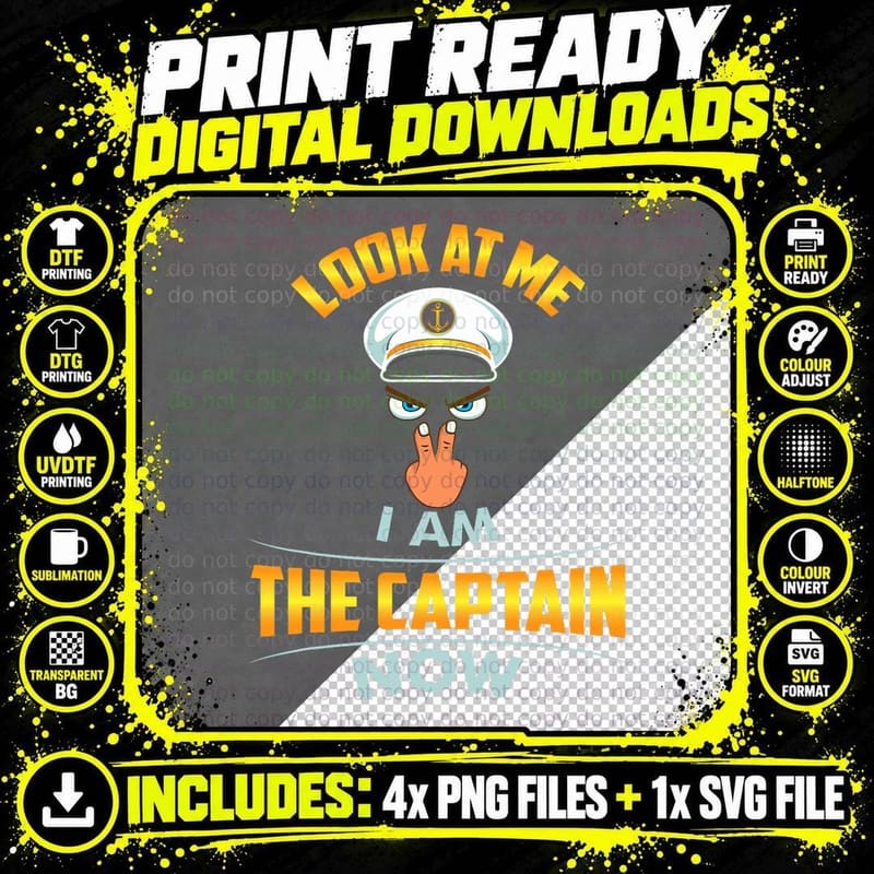 Look at Me I Am the Captain Now Cap Eyes Two Fingers Png SVG Digital Bundle