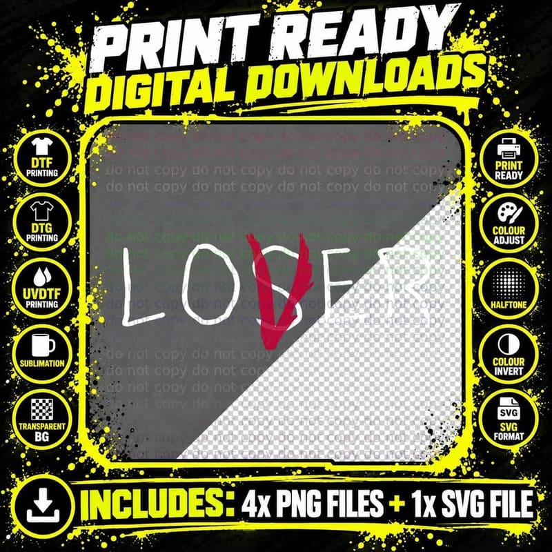 Loser Lover Dark Shirt T-Shirt Png SVG Digital Bundle