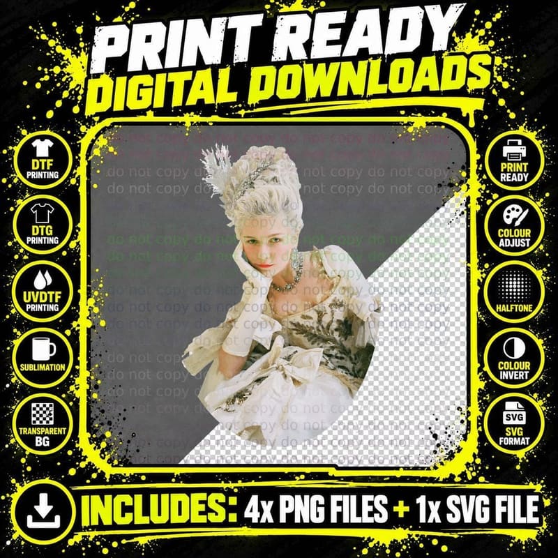 Marie Antoinette T-Shirt, Rococo Fashion Png SVG Digital Bundle