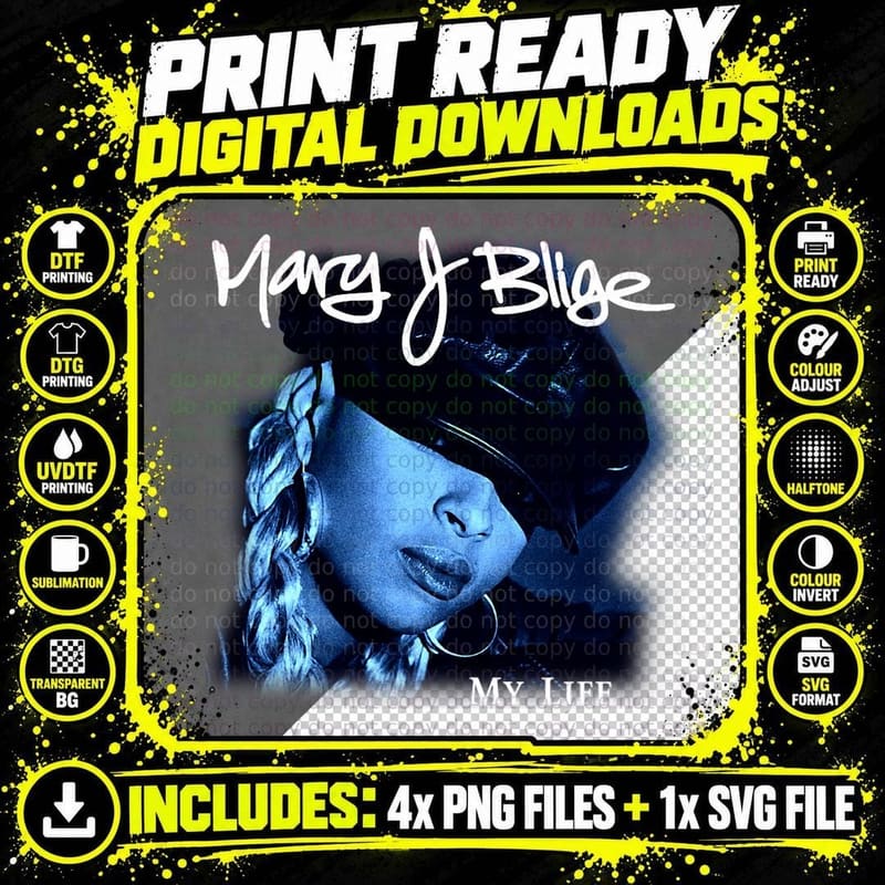 Official Mary J Blige My Life T-Shirt Png SVG Digital Bundle
