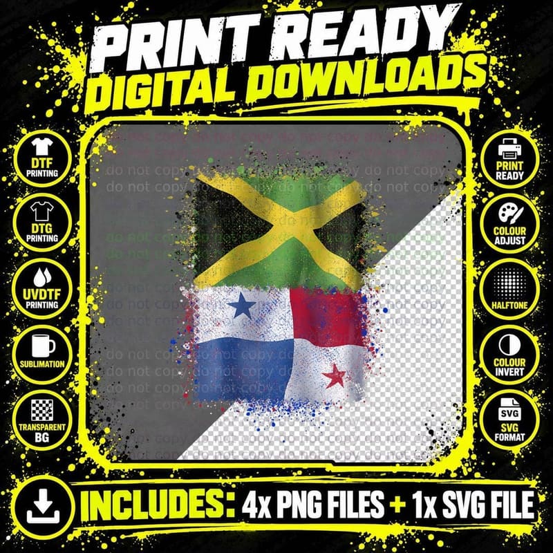 Panamanian Jamaican Love T-Shirt Png SVG Digital Bundle