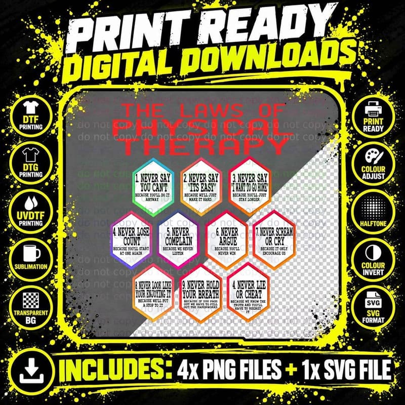 Physical Therapy the Laws of Physic and Psychology Png SVG Digital Bundle