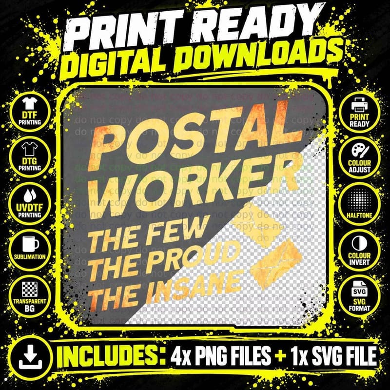 Postal Worker the Few the Proud the Insane Mailman Png SVG Digital Bundle