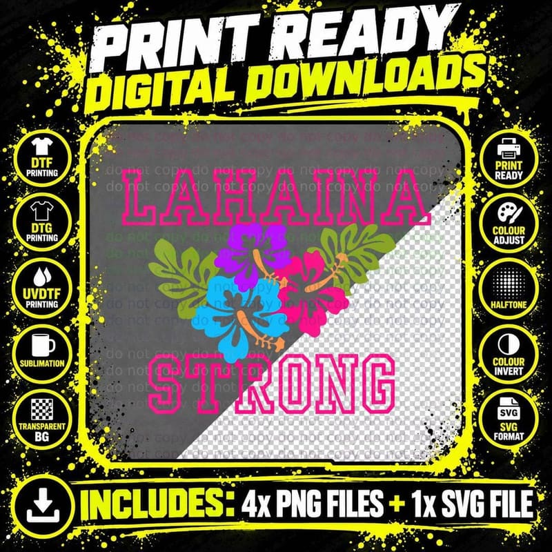 Pray for Maui Lahaina Strong Hawaiian Islands Hawaii Png SVG Digital Bundle