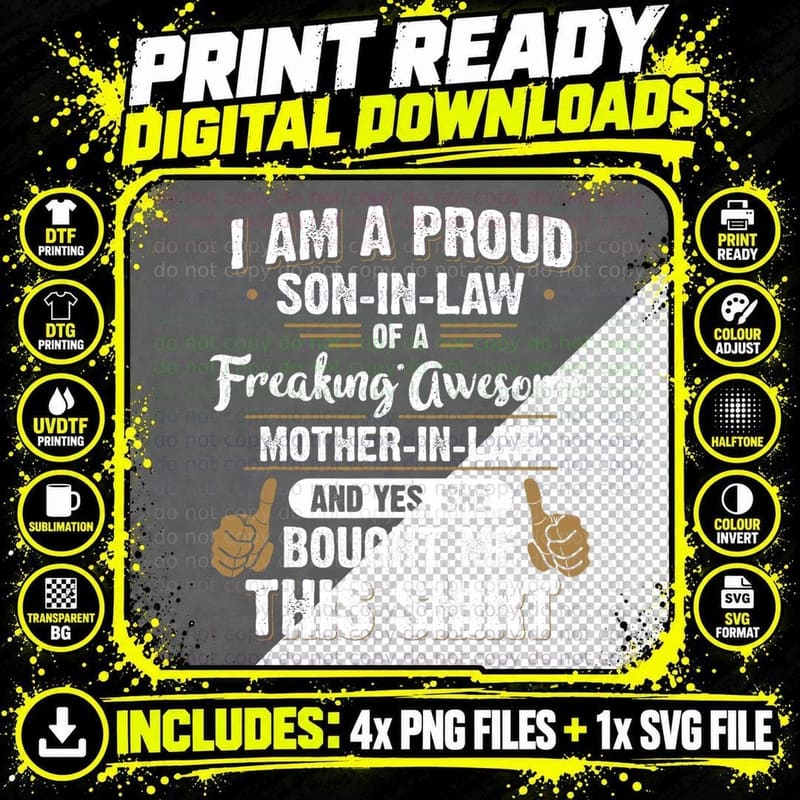 Proud Son in Law of a Freaking Awesome Mother in Law Png SVG Digital Bundle