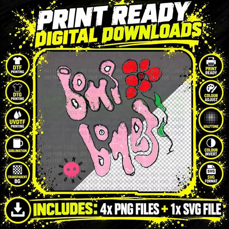 Psychedelic Bong Bones Attire Men Women Design Png SVG Digital Bundle