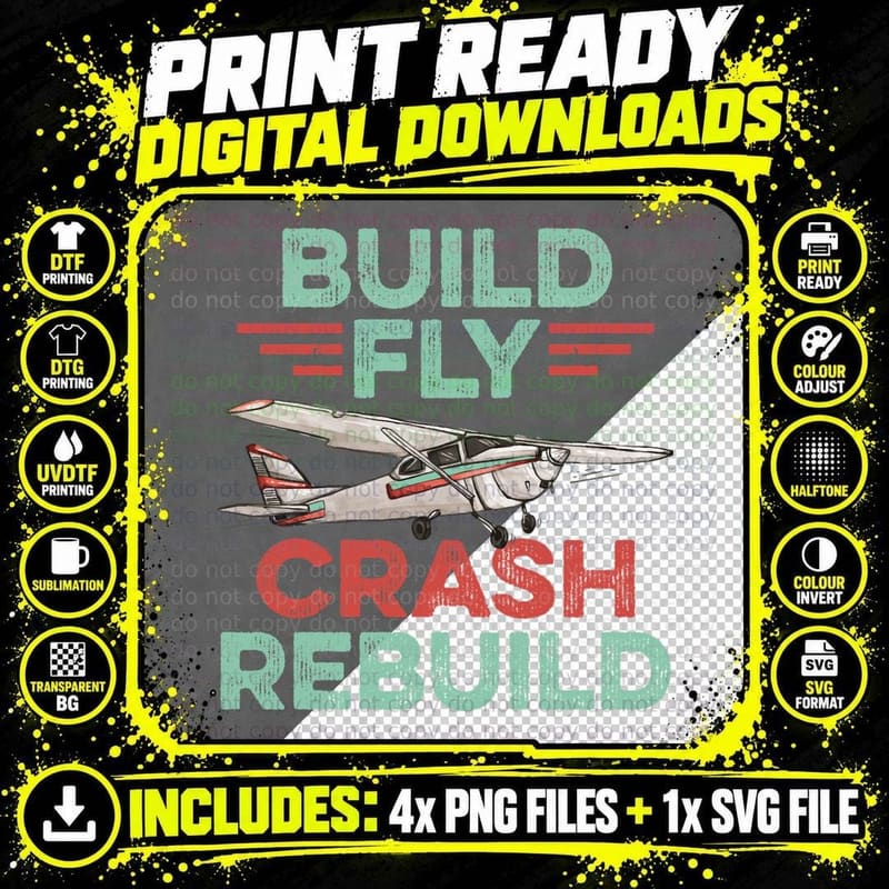 RC Plane Remote Controlled Model T-Shirt Png SVG Digital Bundle