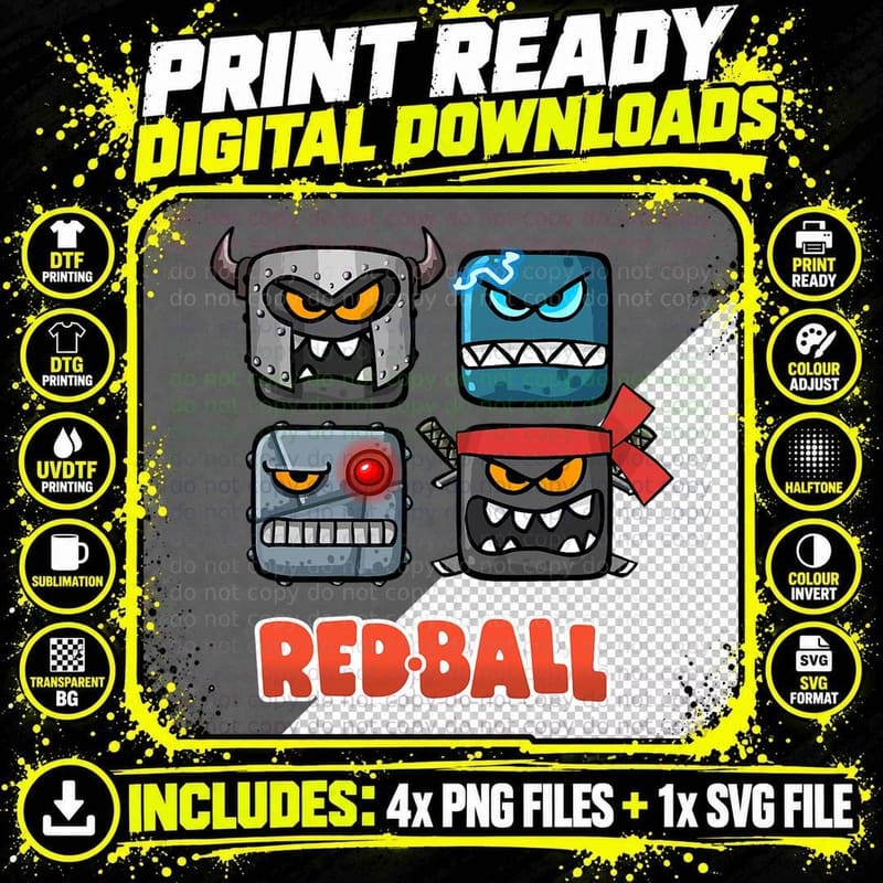 Red Ball 4 - the Bad Boxes T-Shirt Png SVG Digital Bundle