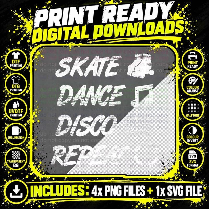 Roller Disco Roller Skating Fan T-Shirt Png SVG Digital Bundle