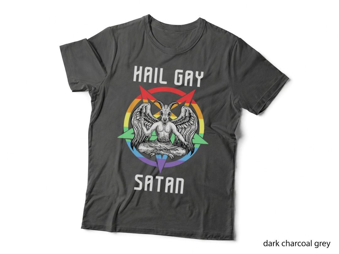 Satanic Demon T-Shirt, Hail Gay Satan Tee, Demonic Creature Rainbow Shirt
