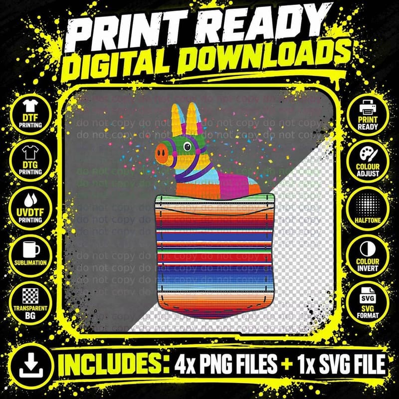 Serape Pocket Pinata Mexican Fiesta (Not an Actual Png SVG Digital Bundle