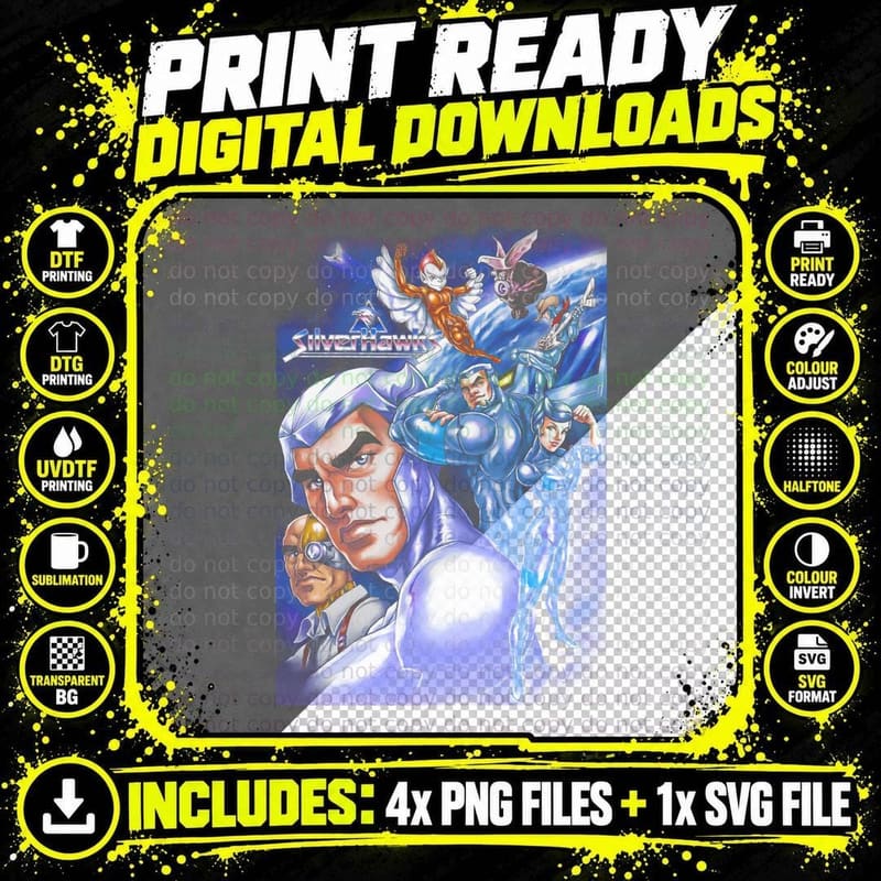 Silver Hawk T-Shirt, Comic Book Style, Superhero Fan Gift Png SVG Digital Bundle