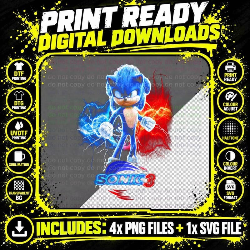 Sonic the Hedgehog T-Shirt, Superhero Fan Tee Png SVG Digital Bundle