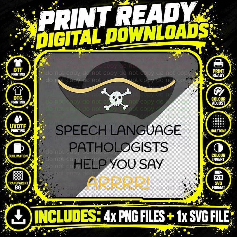 Speech Language Pathologists SLP Pirate T-Shirt ARRRR Png SVG Digital Bundle