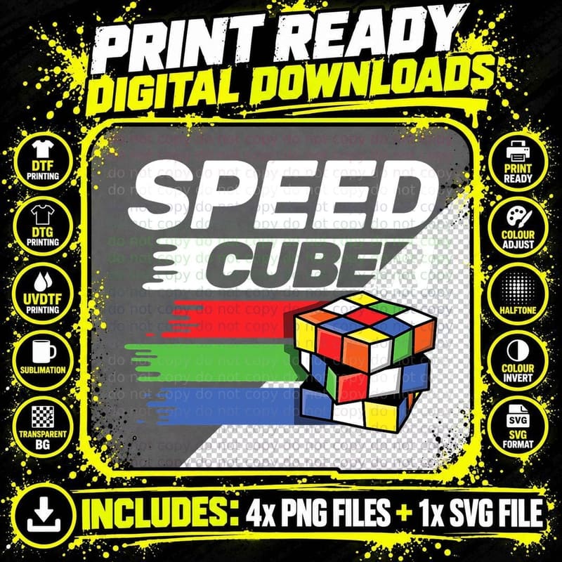 Speed Cubing Puzzle Cubing Cuber Kids T Shirt Png SVG Digital Bundle