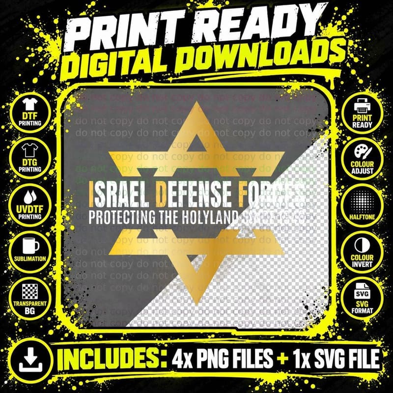 Support Israel Defense Force IDF Jewish Star of David Png SVG Digital Bundle