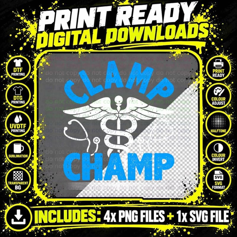 Surgical Technologist, Clamp Champ, OR Tech T-Shirt Png SVG Digital Bundle