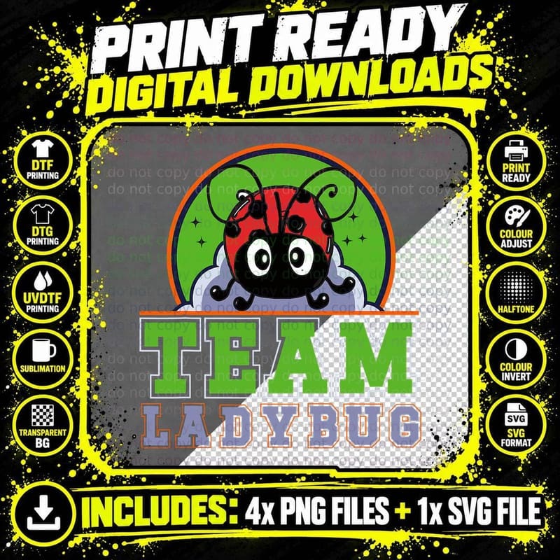 Team Ladybug Insect Entomology Ladybug Bug T-Shirt Png SVG Digital Bundle