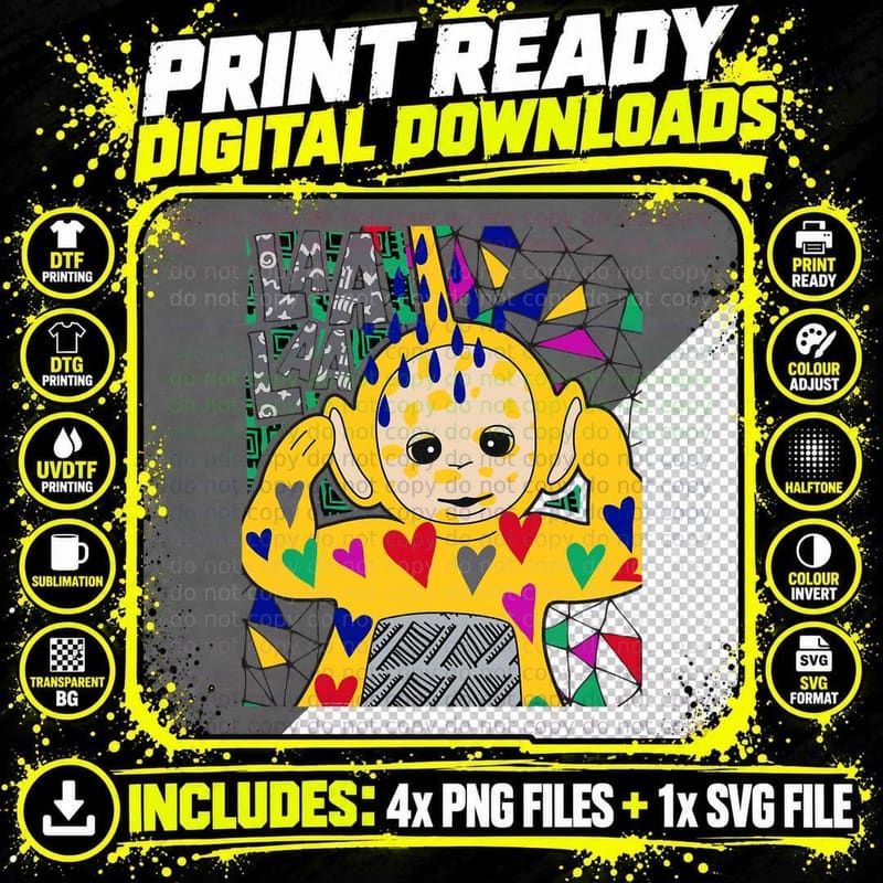 Teletubbies Adult T Shirt - Pattern Overload 6 Png SVG Digital Bundle