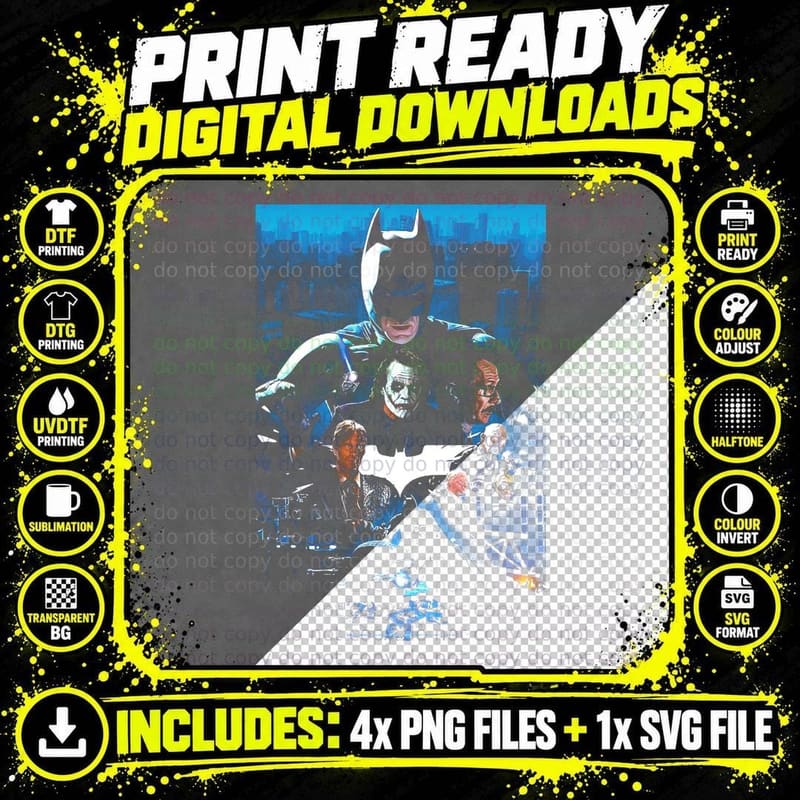 The Dark Knight T-Shirt, Batman Costume Print Png SVG Digital Bundle