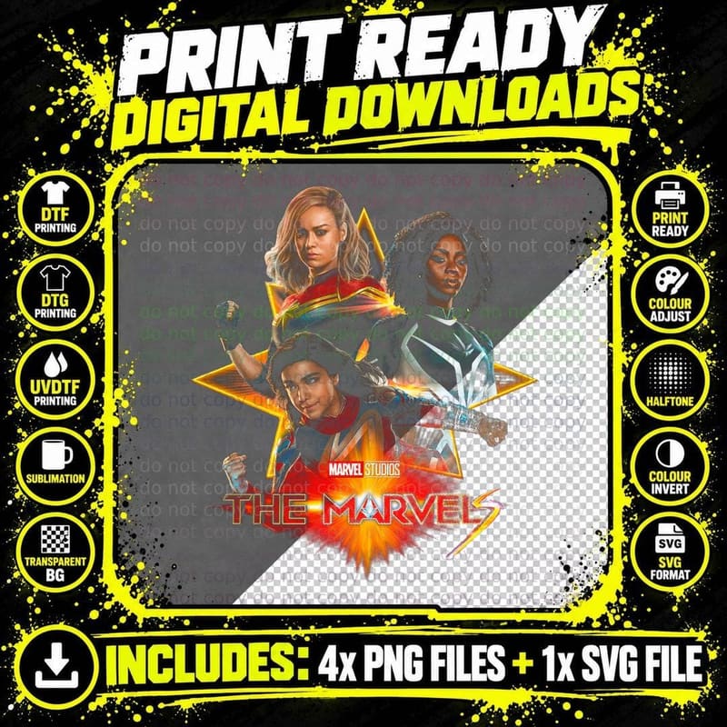 The Marvels T-Shirt, Superhero Print, Comic Book Art Png SVG Digital Bundle