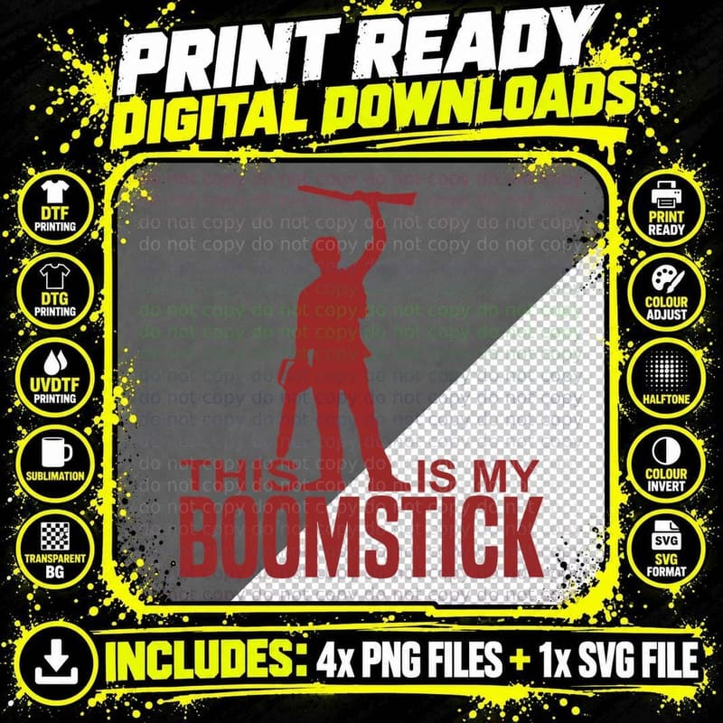 This Is My Boomstick Shotgun Chainsaw Dead T-Shirt Evil Png SVG Digital Bundle
