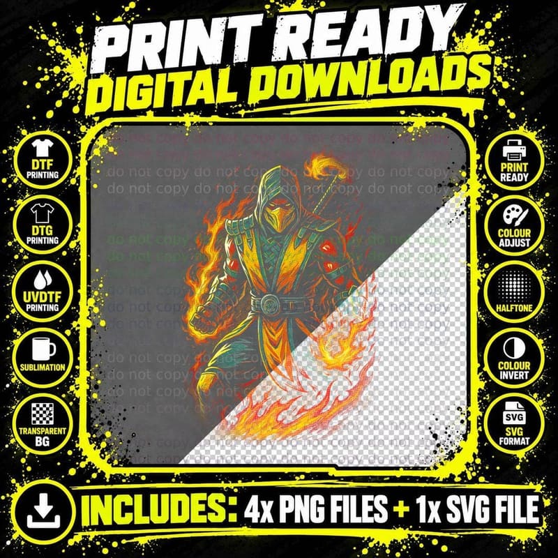 Warrior Fire T-Shirt, Vector Art Print, Fantasy Art Tee Png SVG Digital Bundle