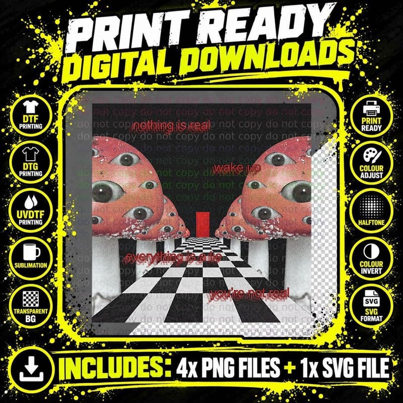 Weirdcore Aesthetic Mushroom Eyes Strangecore Traumacore Png SVG Digital Bundle