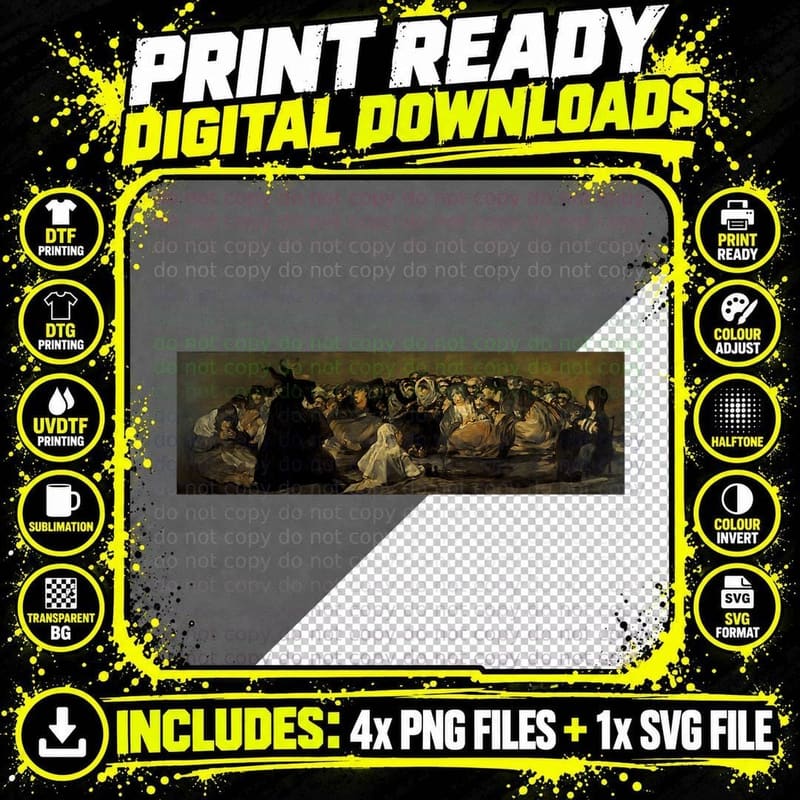Witches' Sabbath - the Great He-Goat by Francisco Goya Png SVG Digital Bundle
