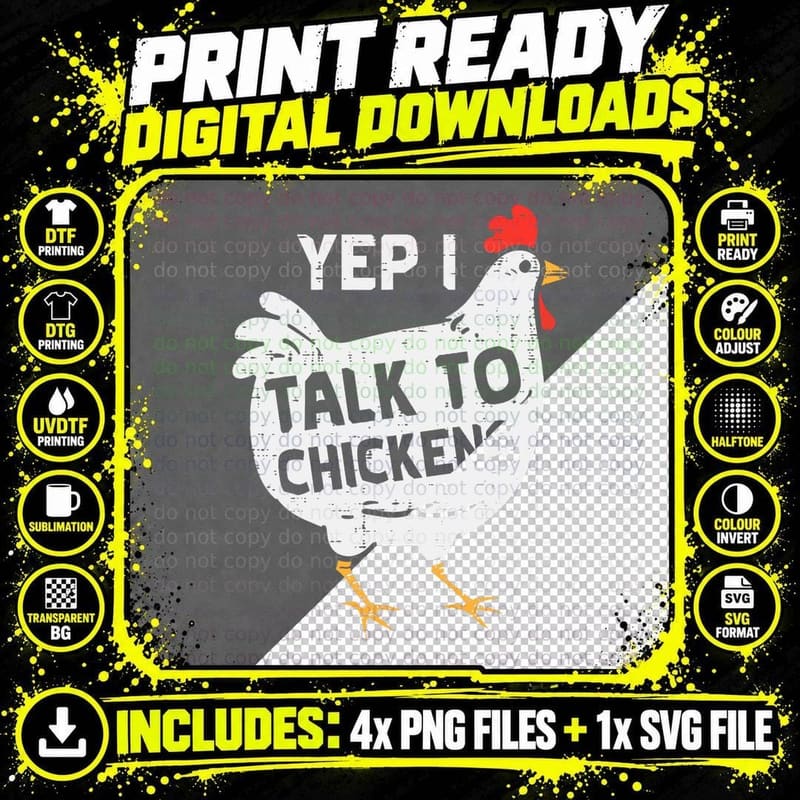 Yep I Talk to Chickens Whisperer Poultry Farm Men Women Png SVG Digital Bundle