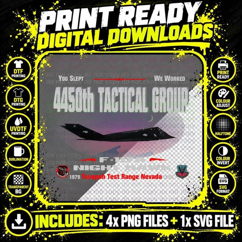 4450th Tactical Group--F-117A Night Hawk T-Shirt Png SVG Digital Bundle