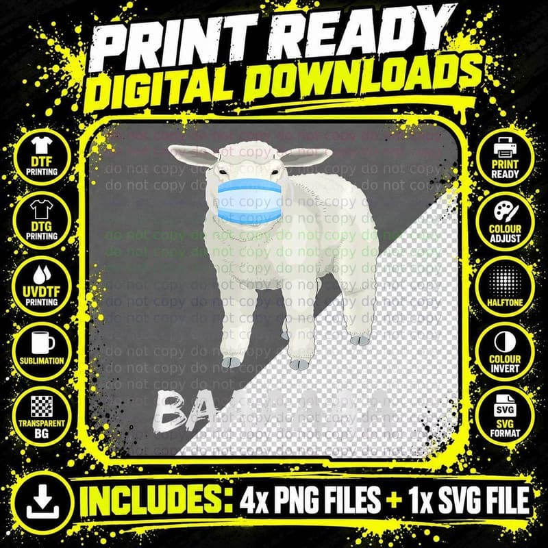 Anti Mask Sheep or Sheeple with Face Mask, Insect T-Shirt Png SVG Digital Bundle